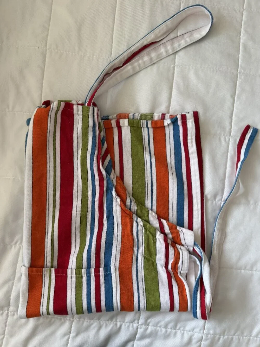 Crate & Barrel Multicolor Stripe Bib Apron Kitchen Cotton